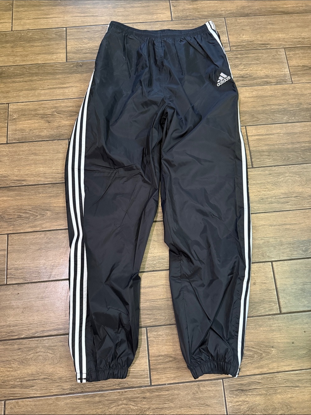 VINTAGE Adidas Windbreaker Pants Men’s XL Black White Nylon Track Jogger Lined